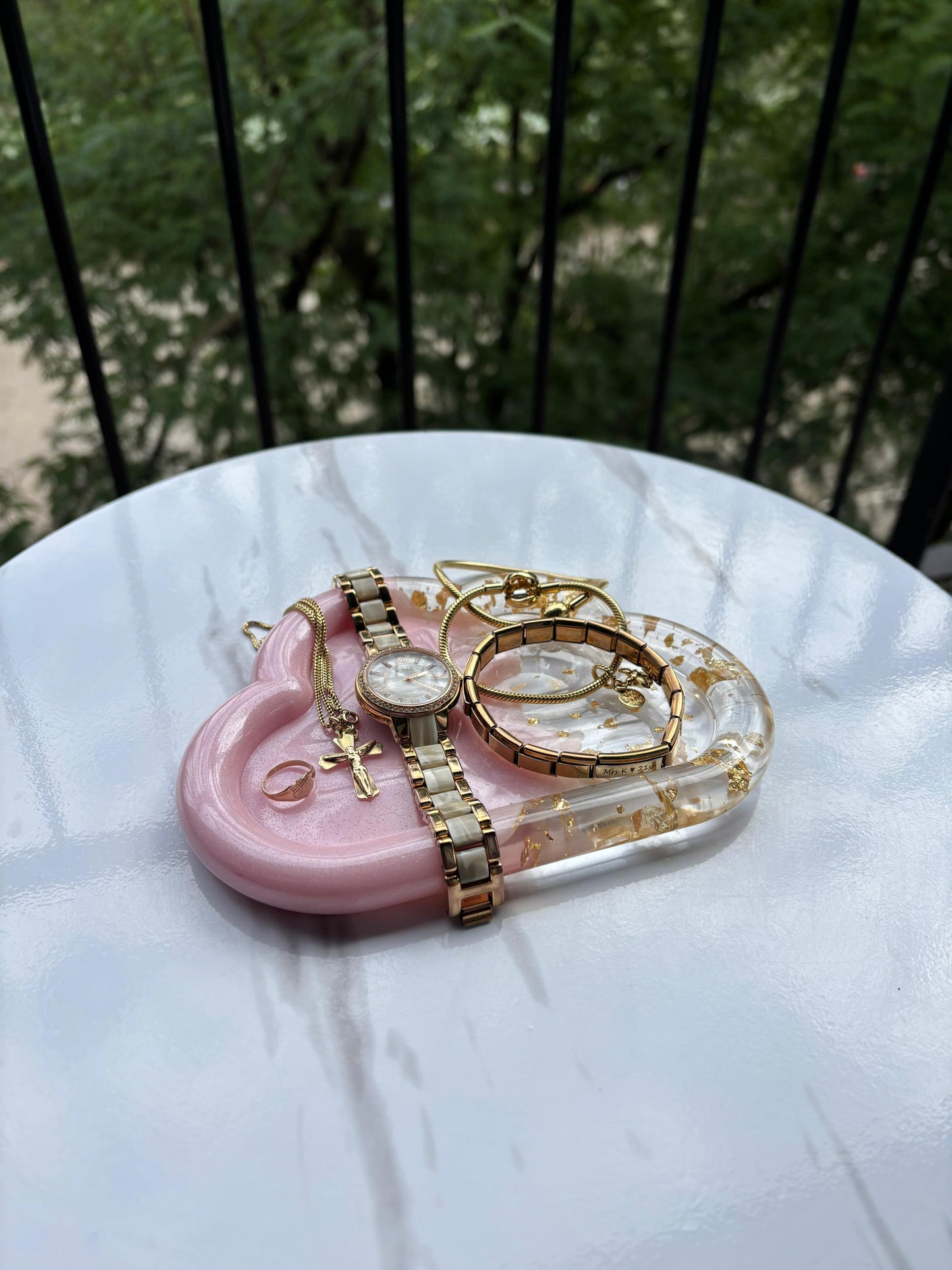 Gold and Pink Cloud Tray