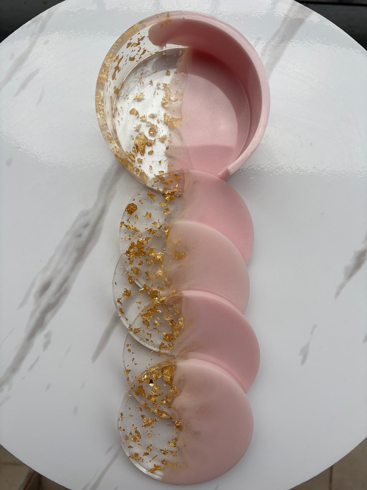 Gold and Pink Coaster Set