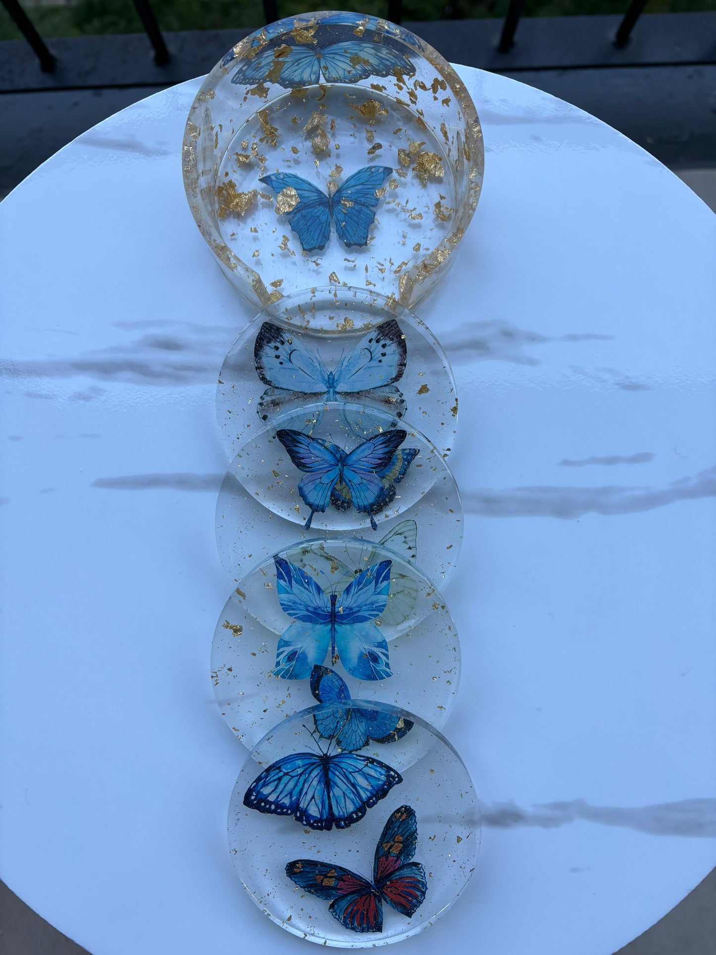 Butterfly Coaster Set - Blue