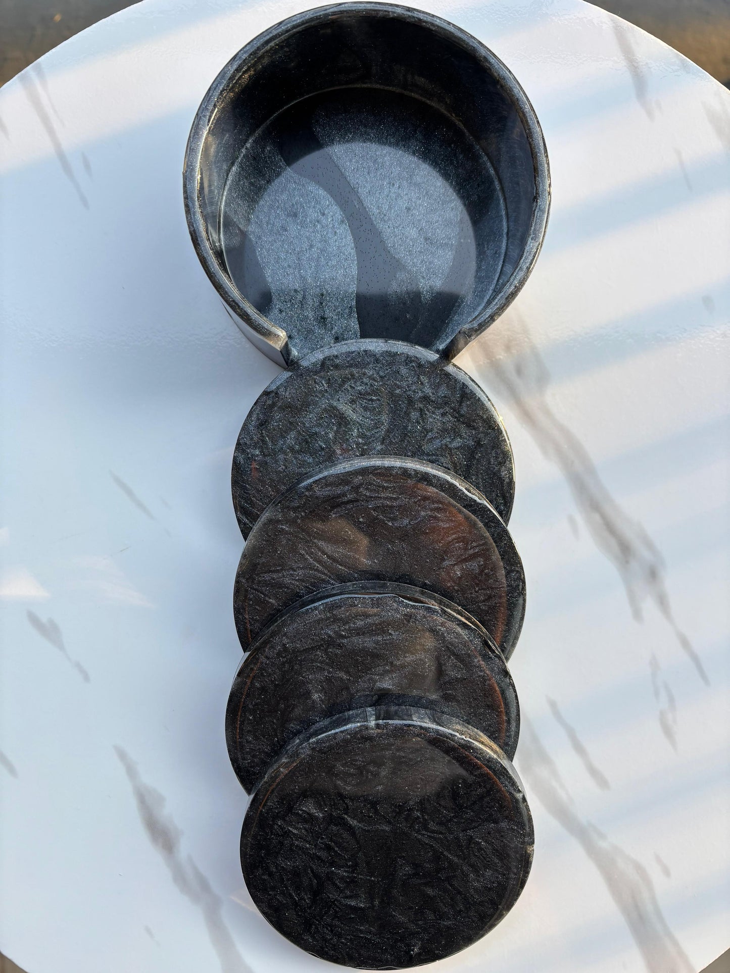 Black and White Marble Coaster Set