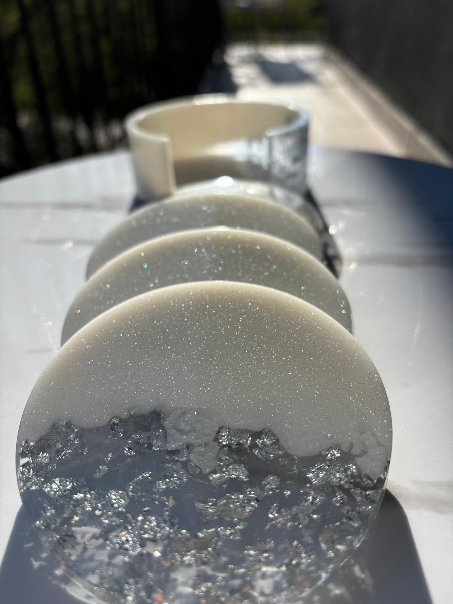 Silver and White Coaster Set