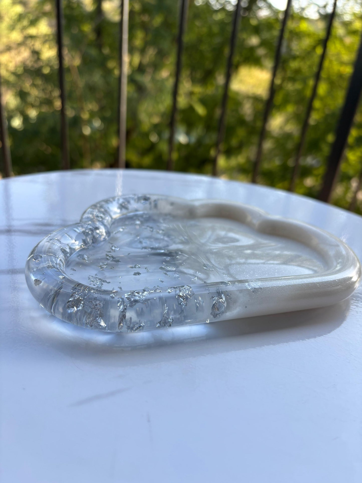 Silver and White Cloud Tray