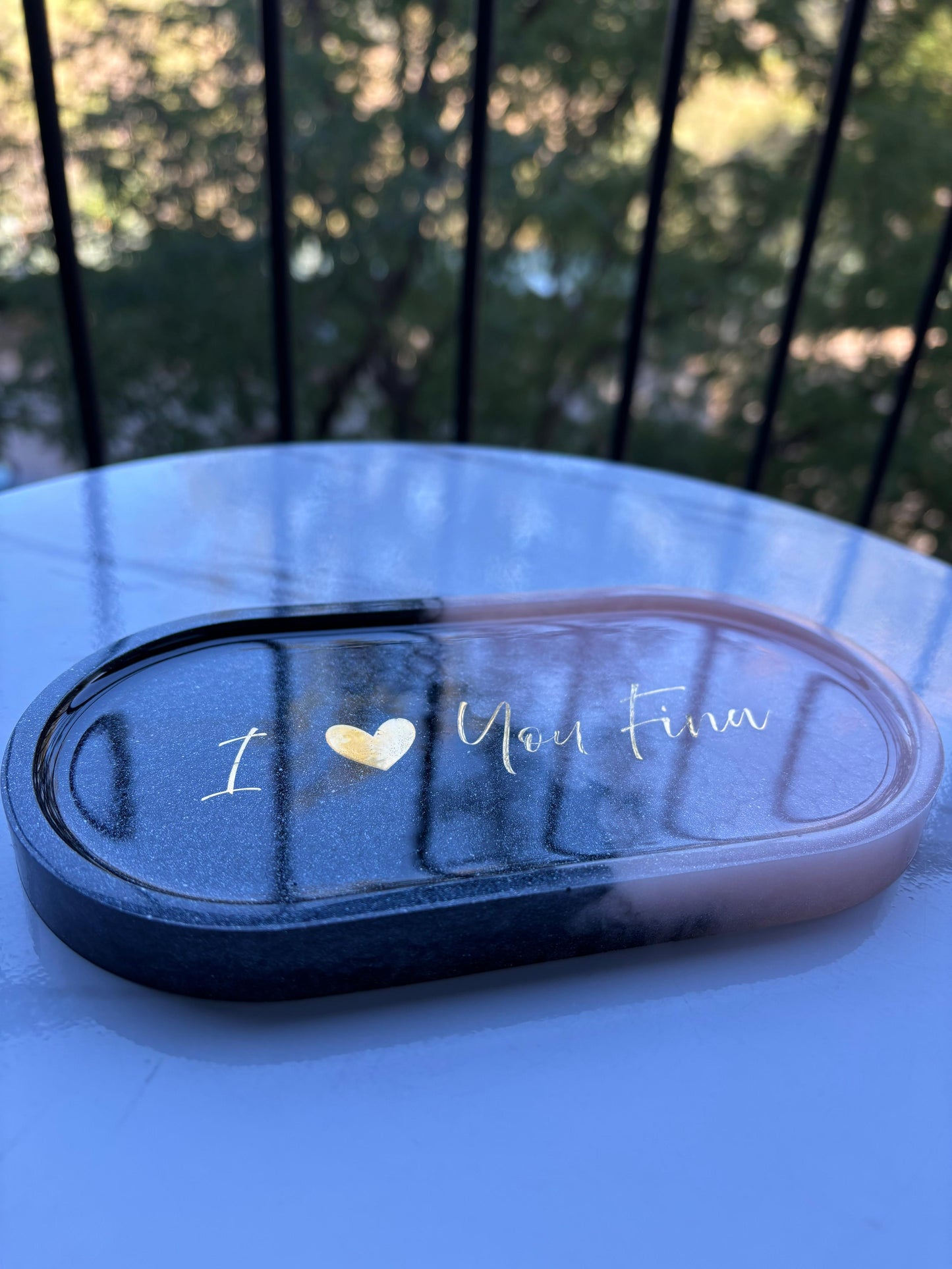 Black and Pink Accessory Tray - with Custom Message