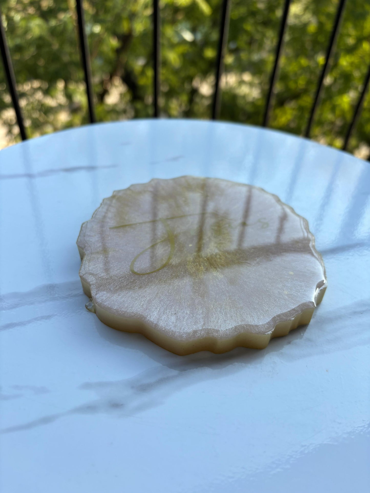 Gold and Pink Marble Ring Tray - with Custom Message
