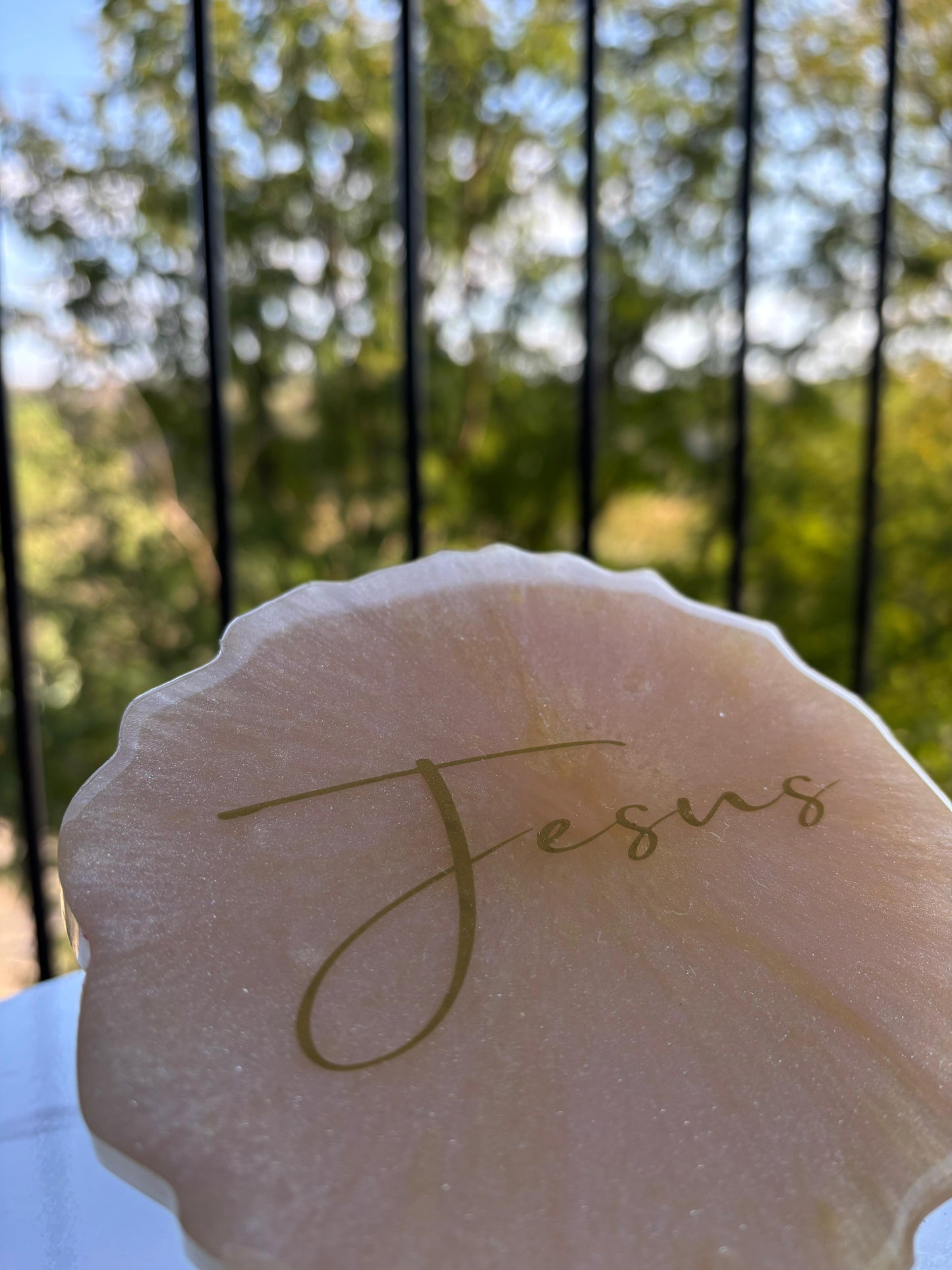 Gold and Pink Marble Ring Tray - with Custom Message