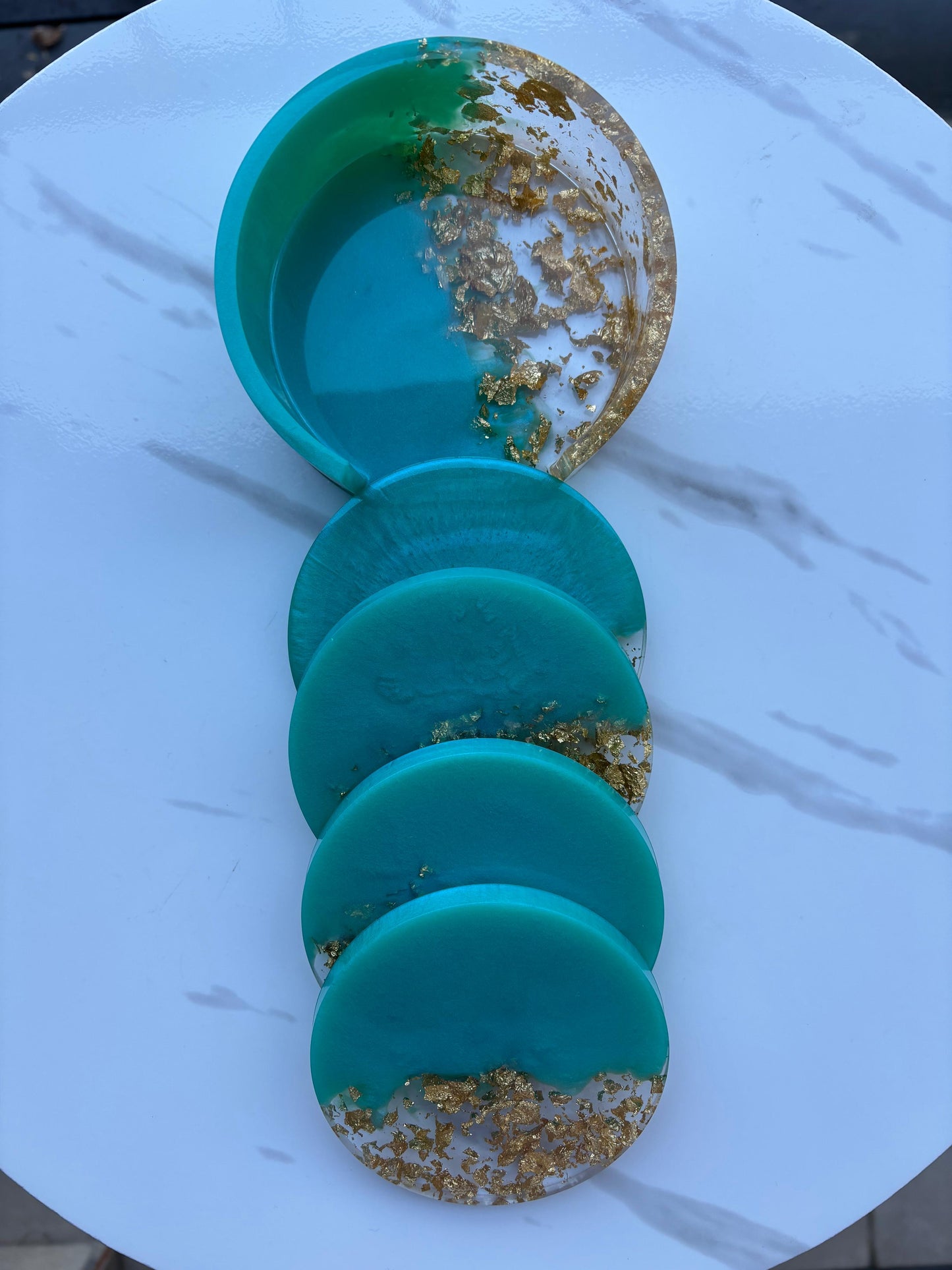 Gold and Turquoise Coaster Set