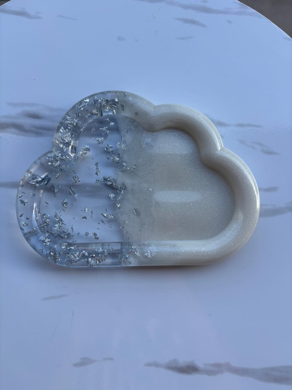 Silver and White Cloud Tray