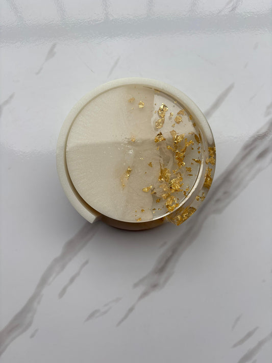 Gold and White Coaster Set
