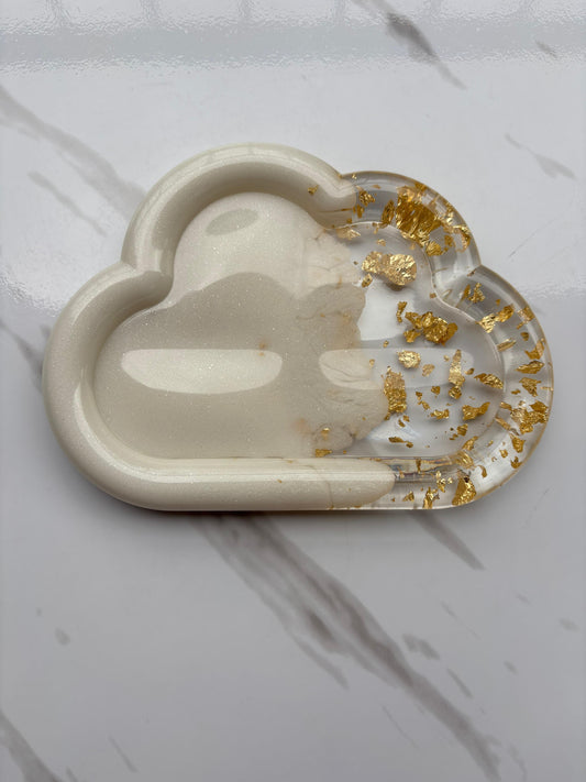 Gold and White Cloud Tray