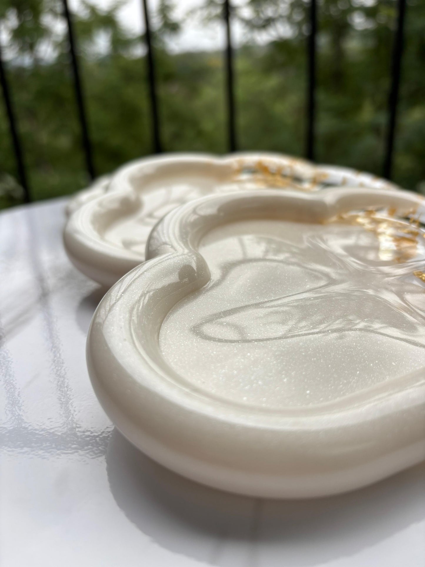 Gold and White Cloud Tray