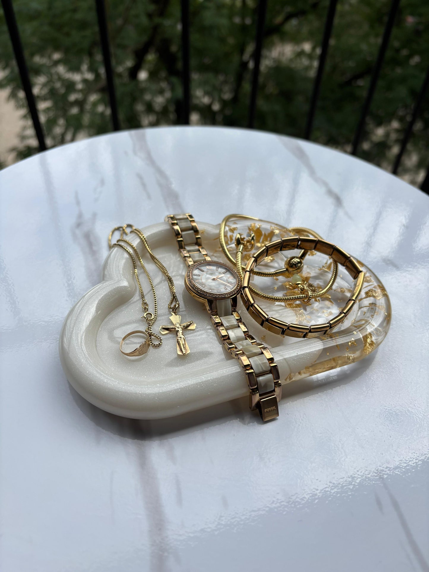 Gold and White Cloud Tray
