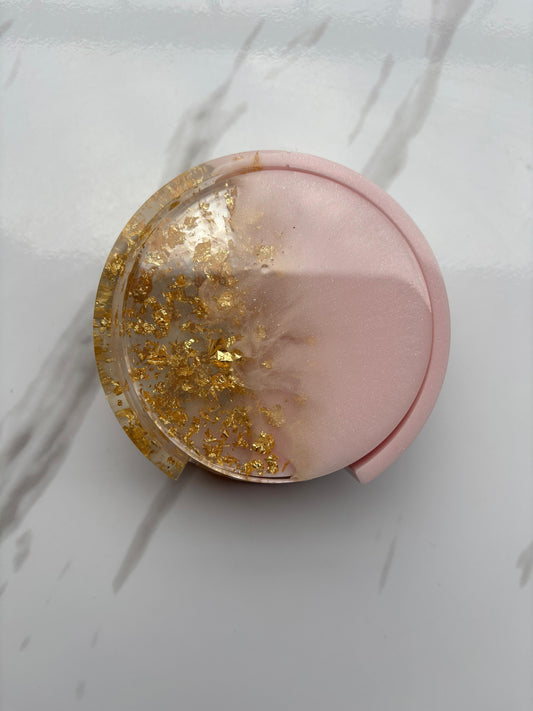 Gold and Pink Coaster Set