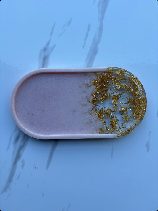 Gold and Pink Accessory Tray