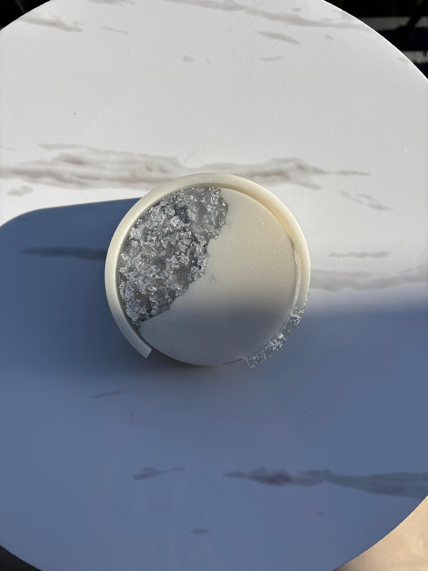 Silver and White Coaster Set