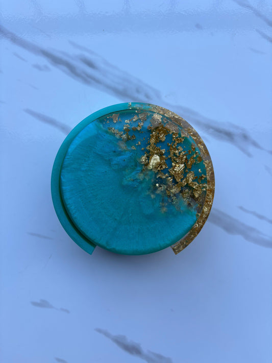 Gold and Turquoise Coaster Set