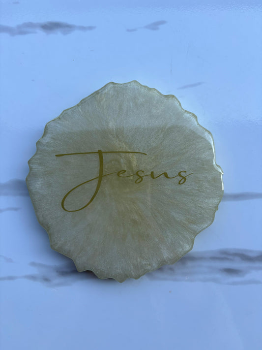 Gold and White Marble Ring Tray - with Custom Message