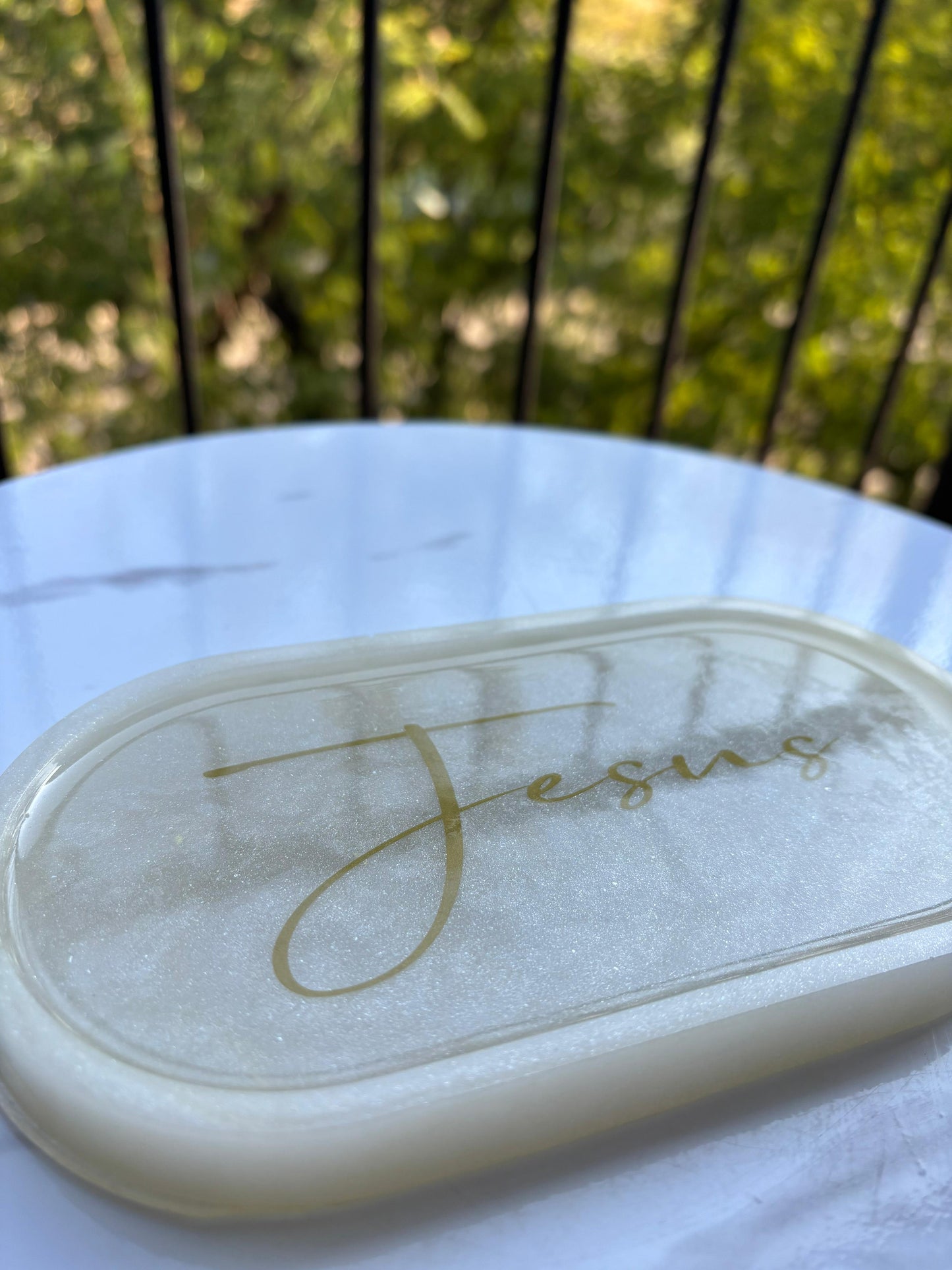 Gold and White Marble Accessory Tray - with Custom Message